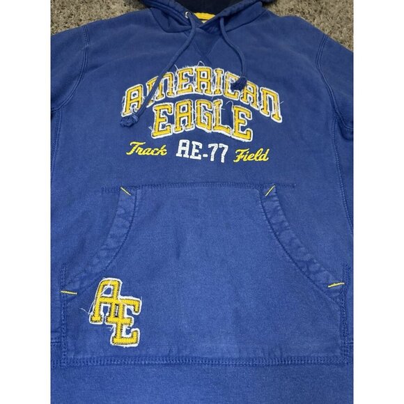 AMERICAN EAGLE Varsity Hoodie Heavyweight Thick Sweatshirt Y2k 90s Track LARGE - Picture 11 of 11